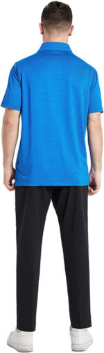 High Quality Custom Designer Logo Breathable Collarless Golf Blue Polo Shirts - Image 2