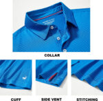 High Quality Custom Designer Logo Breathable Collarless Golf Blue Polo Shirts - Image 6
